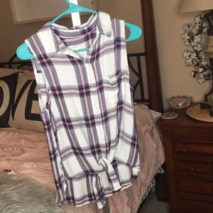 Beach lunch lounge plaid top - S